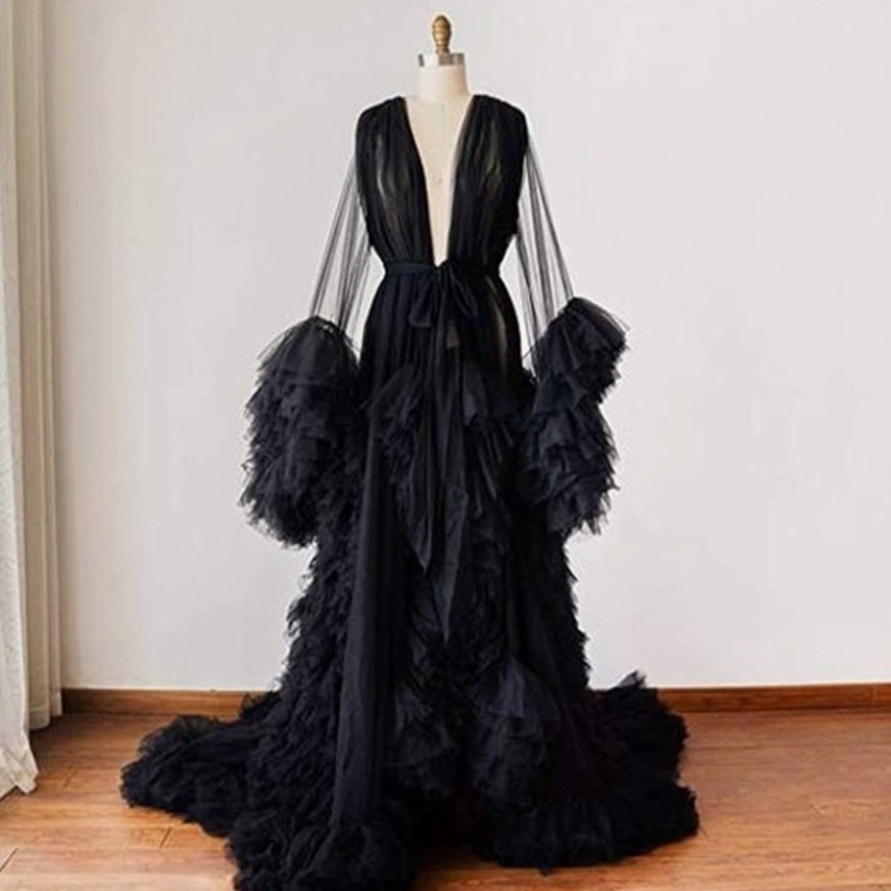 Black Tulle Robe for Photoshoot- USED ONCE